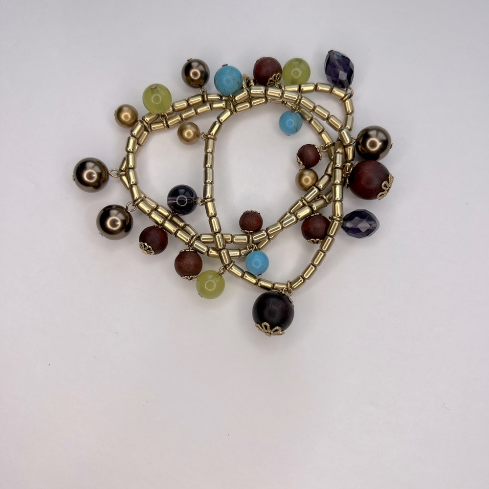 Gold & Multicolor Beaded Stretch Bracelet